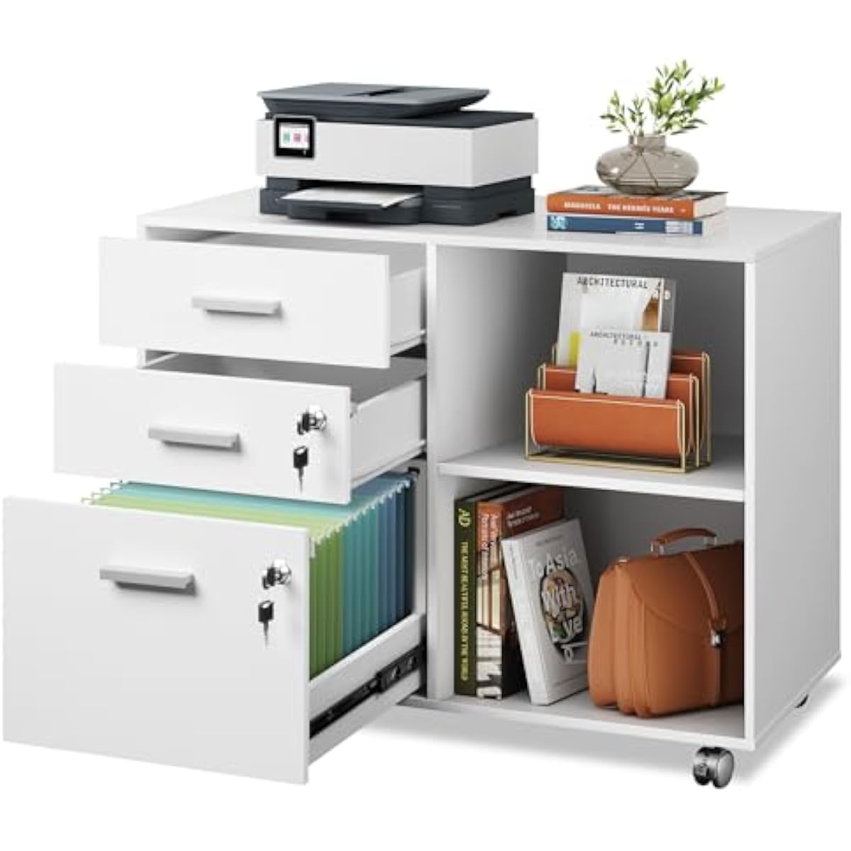 File Cabinet Lateral - Armário lateral de arquivo com três