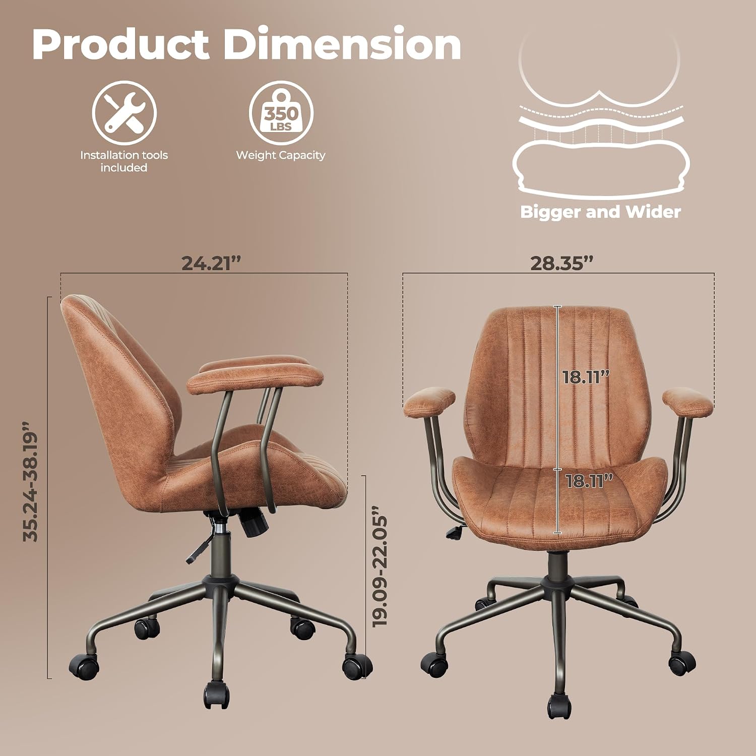 Task Chair Mid Back - Cadeira de Escritório Ergonômica de Encosto