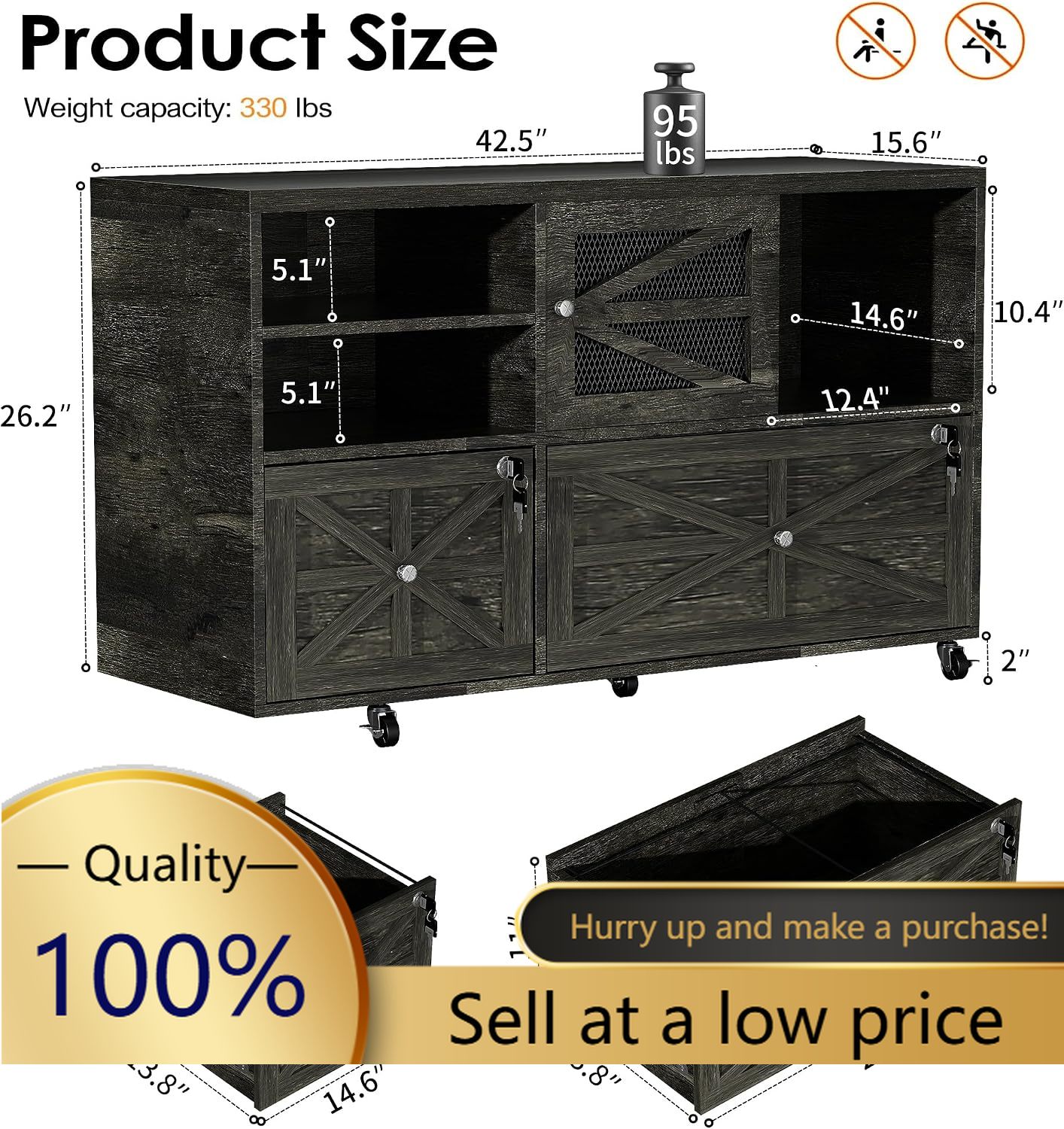 File Cabinet Lateral - Armário de Arquivo Estilo Fazenda com