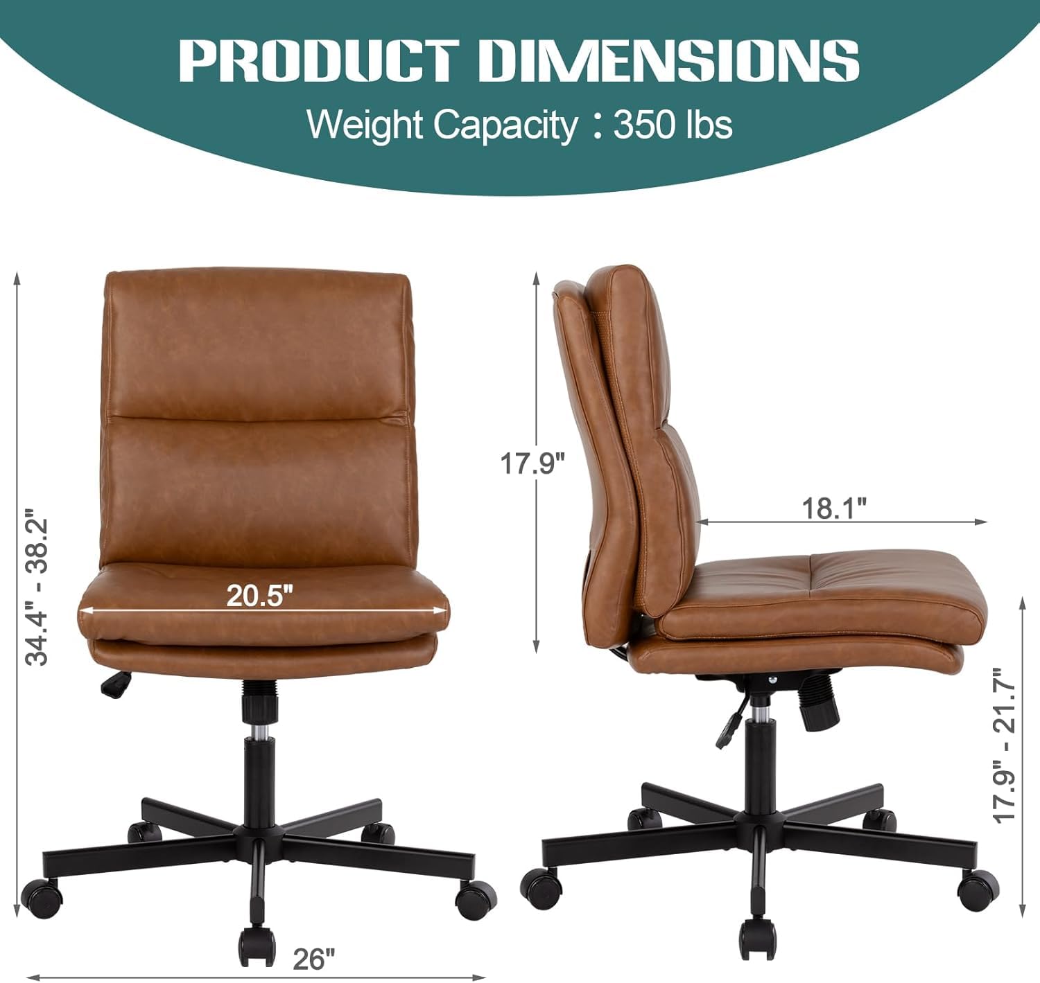 Task Chair Mid Back - Cadeira de escritório sem braços, cadeira