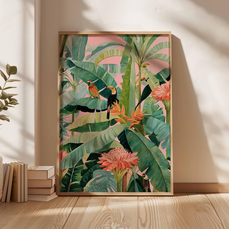 1 pôster retrô tropical em tel - Office Furniture At Home avaliação e preço