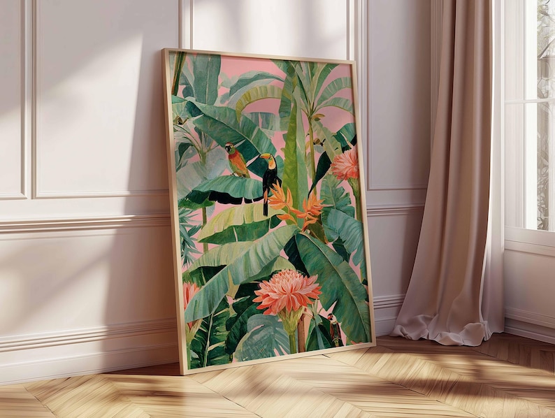 1 pôster retrô tropical em tel - Office Furniture At Home avaliação e preço