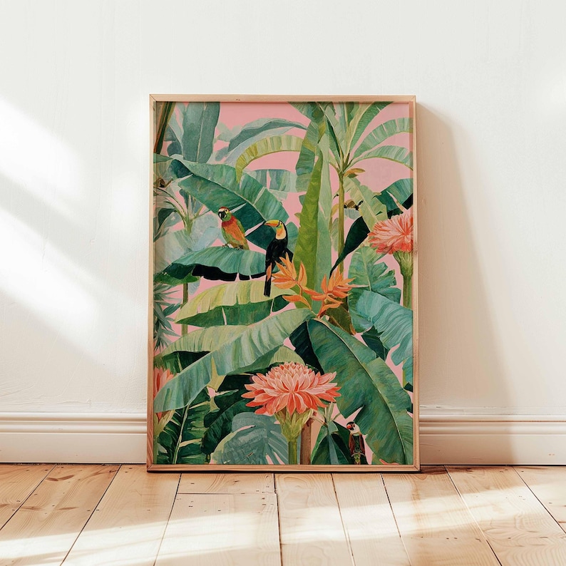 1 pôster retrô tropical em tel - Office Furniture At Home avaliação e preço