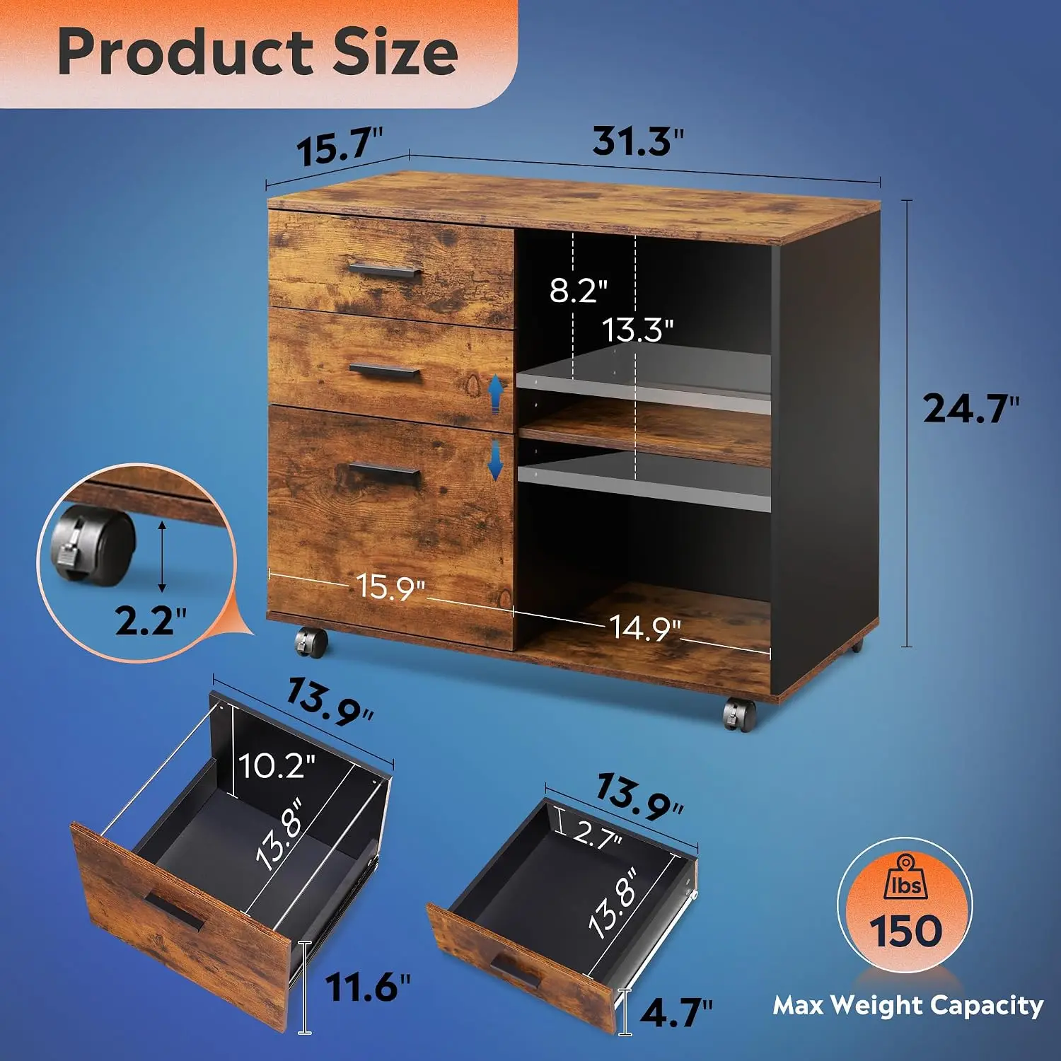 Armário de Arquivo Móvel com 3 - File Cabinet Lateral avaliação e preço